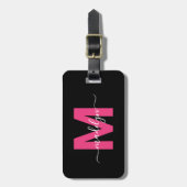 Aangepaste Roze Initiële Naam Monogram Bagagelabel (Voorkant verticaal)