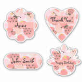 Aangepaste roze luiervogels sticker (Voorkant)