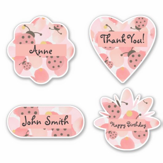 Aangepaste roze luiervogels sticker (Voorkant)