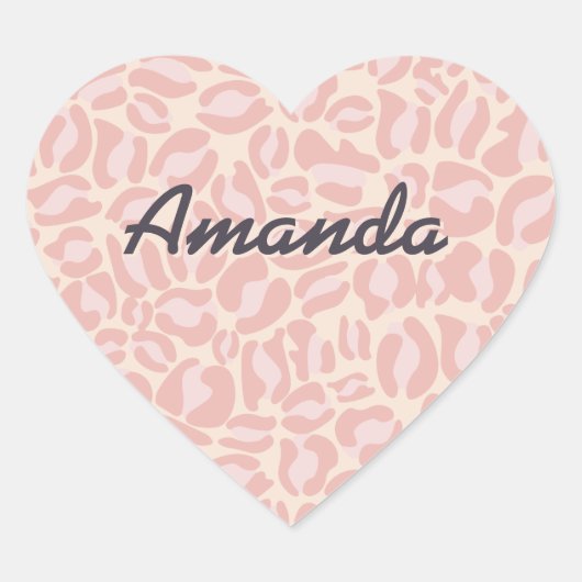 Aangepaste Roze Luipaard Print Luipaard Spots Safa Hart Sticker (Voorkant)