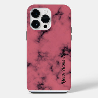Aangepaste Roze Marmer Uw Naam Bewerkbaar Geperson iPhone 14 Pro Max Hoesje