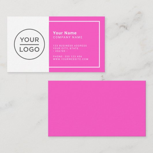Aangepaste roze moderne minimalistische elke kleur visitekaartje (Voorkant / Achterkant)