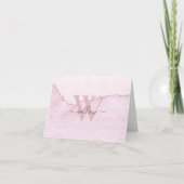 Aangepaste roze monogram Waterverf Bedankkaart (Voorkant)