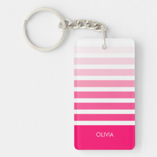 Aangepaste roze ombre naam sleutelhanger