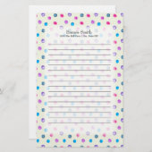 Aangepaste roze Paarse blauwe Stippen op wit Briefpapier (Voorkant / Achterkant)