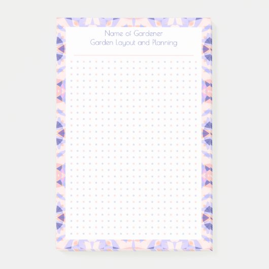 Aangepaste roze Paarse Dot Grid Garden Layout Plan Post-it® Notes (Voorkant)