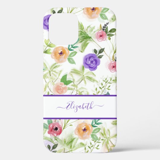 Aangepaste roze Paarse Floral Case-Mate iPhone Case (Achterkant)