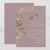 Aangepaste Roze Paarse Gouden Gouden Orchidee Huwe Kaart (Voorkant / Achterkant)