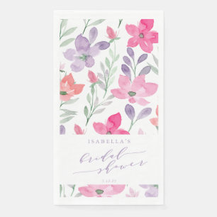 Aangepaste Roze Paarse Waterverf Bloem Bruiloft Fe Servet