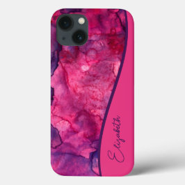 Aangepaste roze Paarse Waterverf iPhone 13 Hoesje