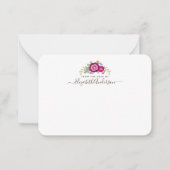 Aangepaste roze Paarse Waterverf Floral Notitiekaartje (Voorkant)