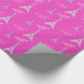 Aangepaste roze Parijse eiffeltoren Cadeaupapier (Hoek)