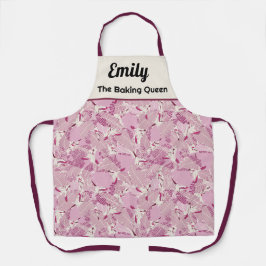 Aangepaste roze pastelvogel en bladeren schort