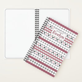 Aangepaste roze patroonmonogram Notitieboek