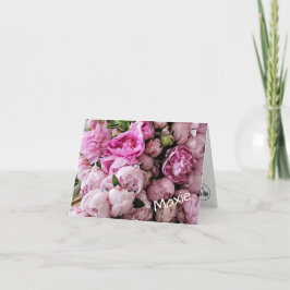 Aangepaste Roze Pioen Bloemdesign Bedankkaart