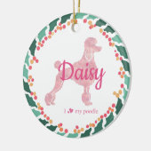 Aangepaste Roze Poedel Silhouet en Foto Ornament (Links)