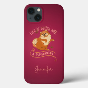 Aangepaste roze pommeraanse overloop iPhone 13 hoesje