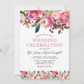 Aangepaste roze pony Floral Wedding Kaart (Voorkant)