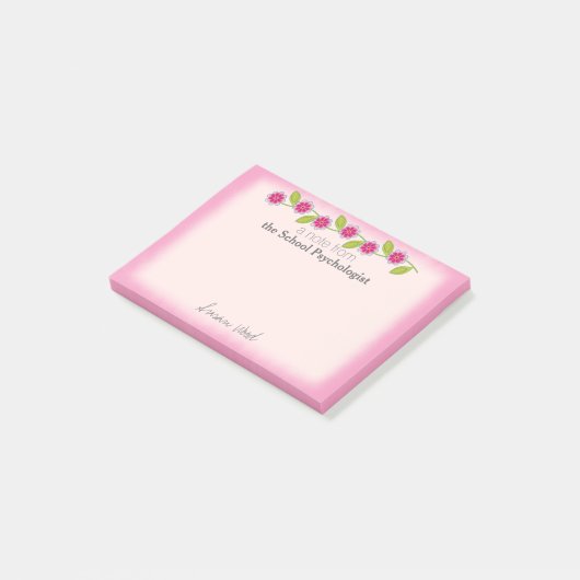 Aangepaste roze Post-it® notes op de Floral School (Schuin)