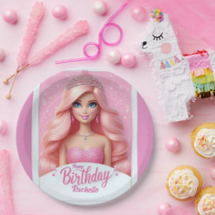 Aangepaste Roze Prinses Gefeliciteerd Papieren Bordje