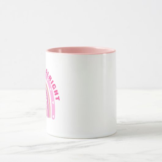 Aangepaste Roze Regenboog Hart Positieve Gezegden  Mok (Midden)