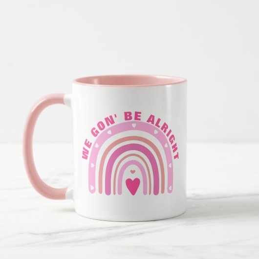 Aangepaste Roze Regenboog Hart Positieve Gezegden  Mok (Links)