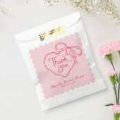 Aangepaste Roze Rode Handgetekende Hart Strik Beda Bedankzakje (Gezegeld)