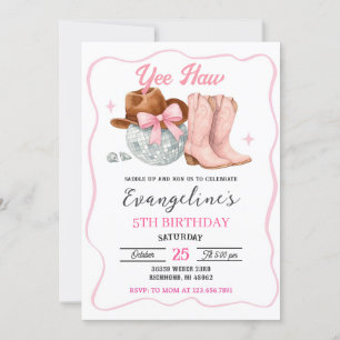 Aangepaste Roze Rodeo Ruimte Cowgirl Disco Verjaar Kaart