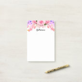 Aangepaste roze roze bloemen Post-it notities Post-it® Notes (Op bureau)