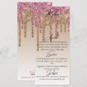 Aangepaste Roze Roze Goud Glitter Druppel Elegant  Menu (Voorkant / Achterkant)