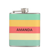 Aangepaste roze roze groene strepen heupfles (Voorkant)