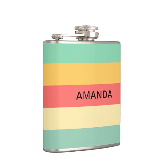 Aangepaste roze roze groene strepen heupfles (Rechts)