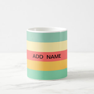 Aangepaste roze roze groene strepen koffiemok