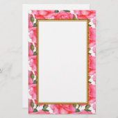 Aangepaste roze rozen Floral Art Briefpapier (Voorkant / Achterkant)