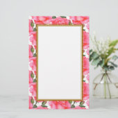 Aangepaste roze rozen Floral Art Briefpapier (Staand voorkant)