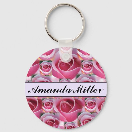 Aangepaste  roze rozennaam, Sleutelhanger Initiale (Voorkant)