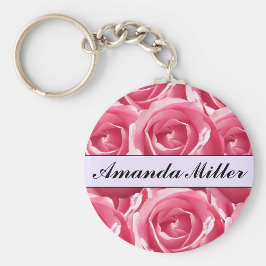 Aangepaste  roze rozennaam, Sleutelhanger Initiale (Voorkant)