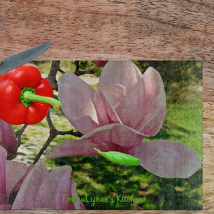 Aangepaste Roze Schotel Magnolia Blossom Snijplank