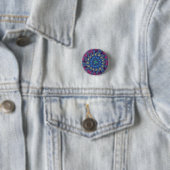 Aangepaste roze seafoam Burst Small Round Button (In situ)