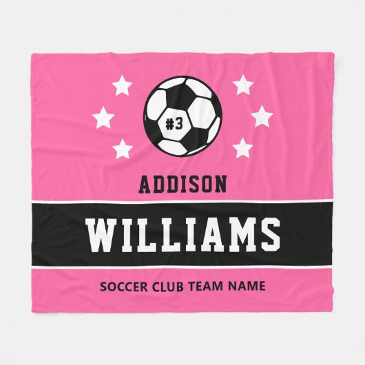 Aangepaste roze spelersnaam fleece deken (Voorkant (Horizontaal))