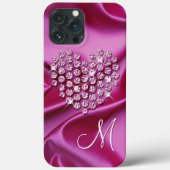 Aangepaste roze sprankelende diamanten hart patroo Case-Mate iPhone case (Achterkant)