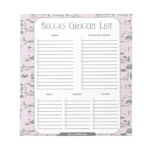 Aangepaste roze toile-lijstblok notitieblok (Voorkant)