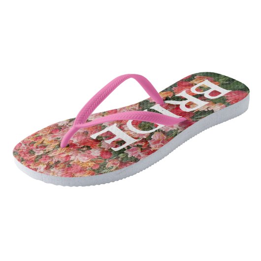 Aangepaste roze Tulp ventilatorbride Teenslippers (Schuin)