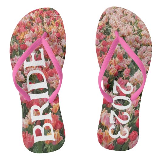 Aangepaste roze Tulp ventilatorbride Teenslippers (Voetbed)