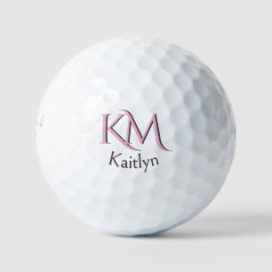 Aangepaste Roze Twee-gelaagde Monogram Voornaam Go Golfballen