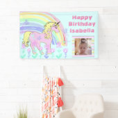 Aangepaste roze unicorn regenboogbanner spandoek (Insitu)
