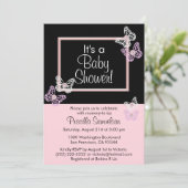 Aangepaste Roze Vlinder Baby Douche Uitnodigingen (Staand voorkant)