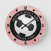 Aangepaste roze Voetbal Football  Ronde Klok (Voorkant)