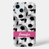Aangepaste roze Voetbal Patroon Case-Mate iPhone Case (Achterkant)