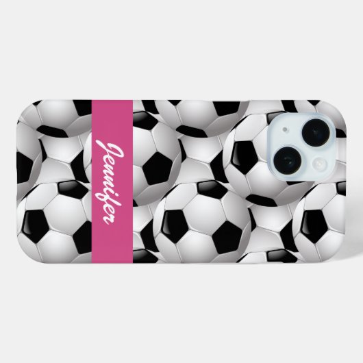 Aangepaste roze Voetbal Patroon Case-Mate iPhone Case (Achterkant (horizontaal))